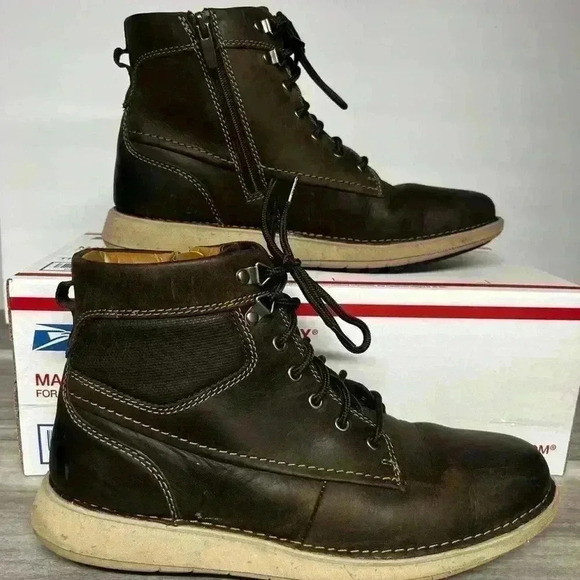 Clark’s Unstructured Un Larvik Peak Leather Boots Men’s 7.5 Brown comfy - Picture 1 of 7
